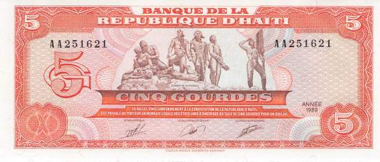 5 Gourdes p255 1989 Haiti